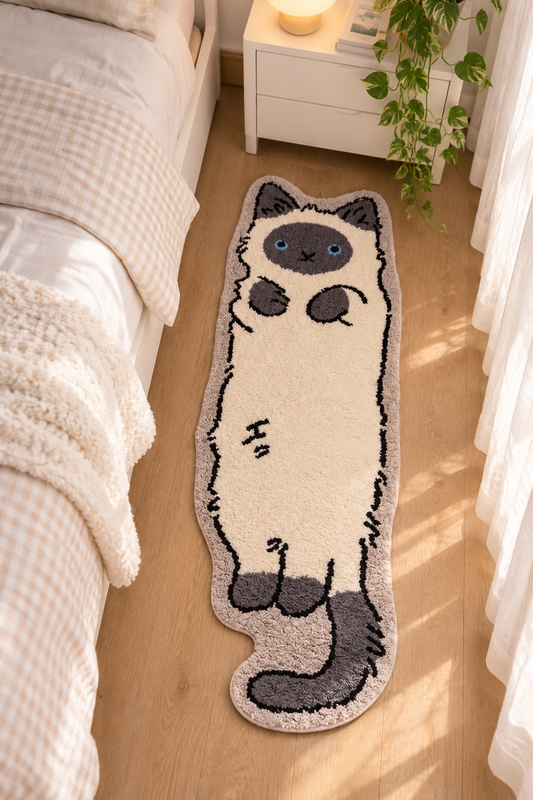 Siamese Gray Cat Rug – Mist