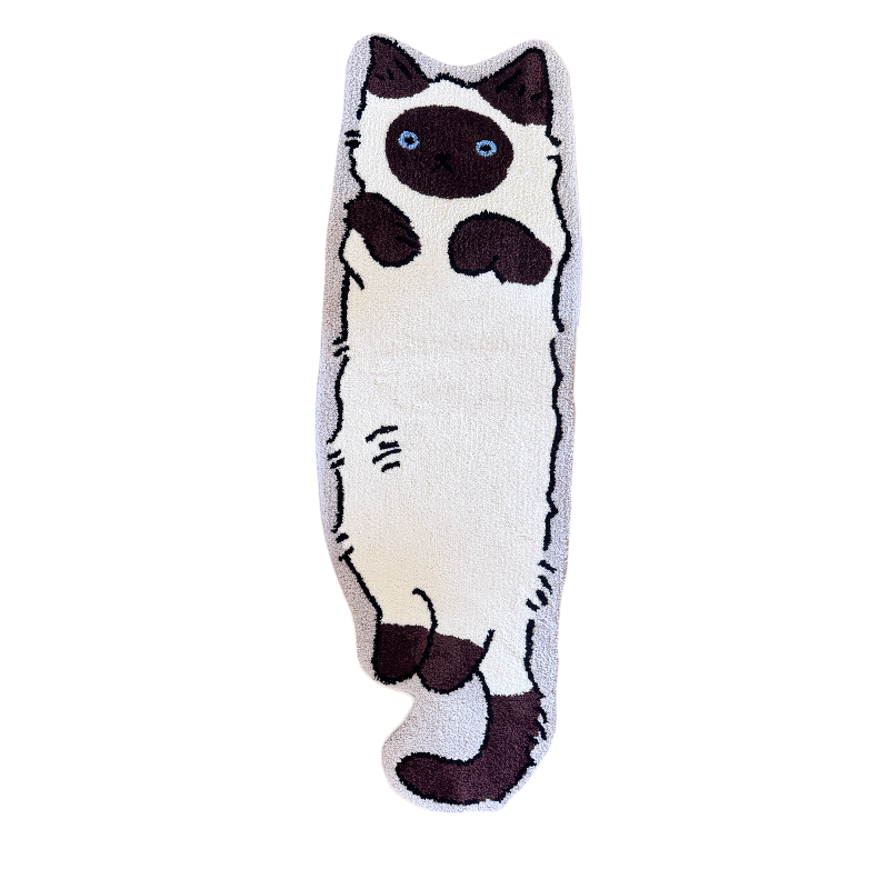Siamese Brown Cat Rug – Mocha | Cozy Aesthetic Cat-Shaped Rug