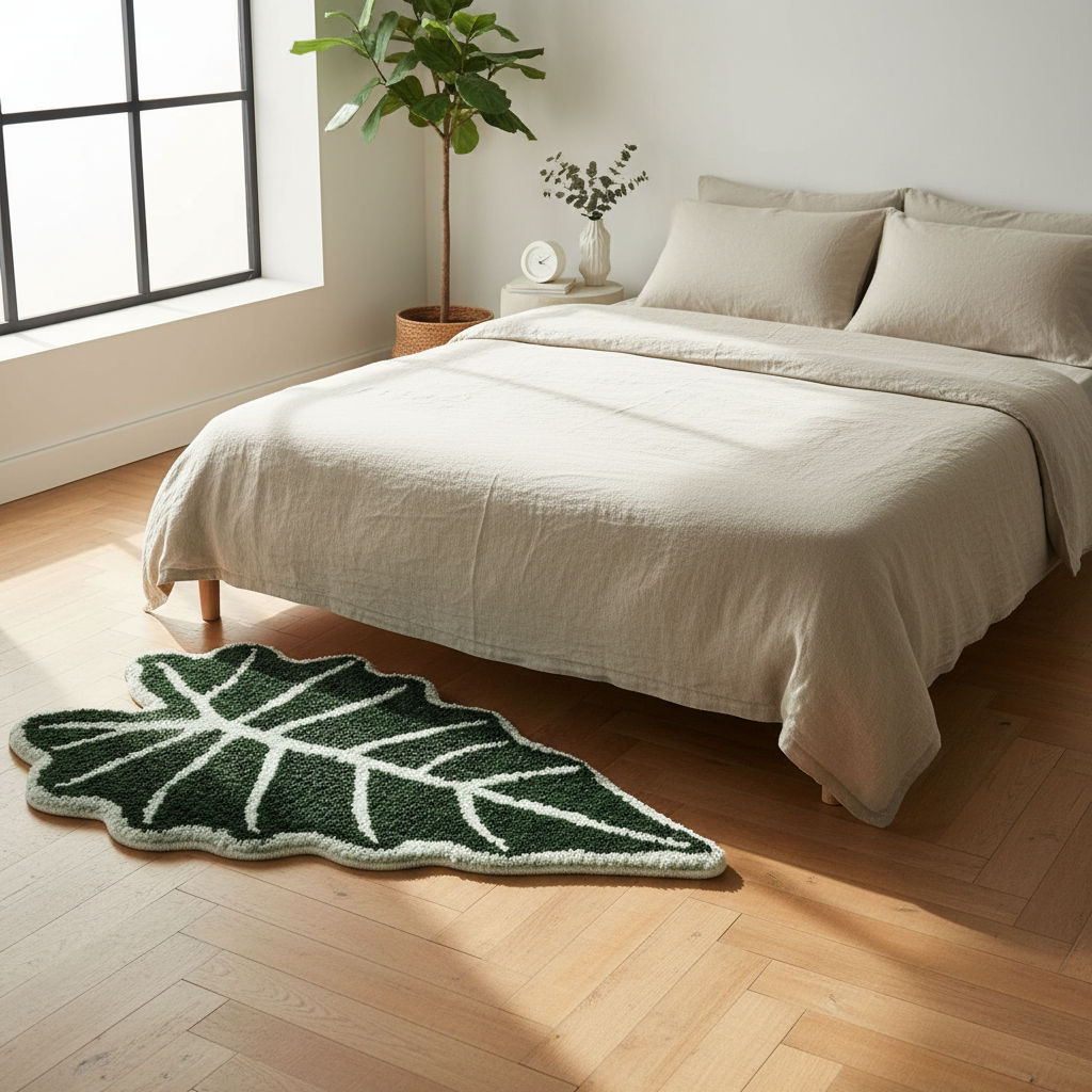 Forest Leaf Rug - Serene Bedroom