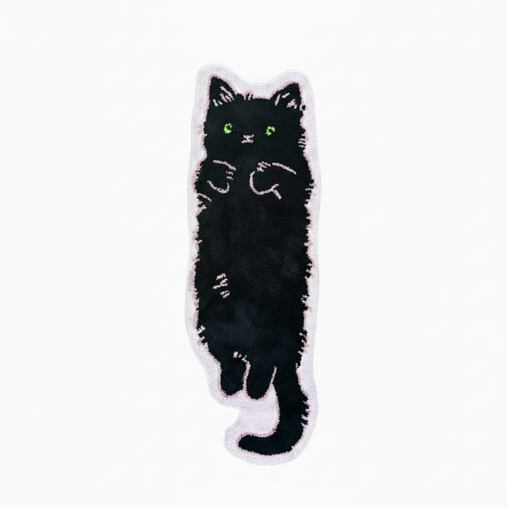 Black Cat Rug “Midnight” — Soft, Fluffy Tufted Cat Rug – Let's Rug