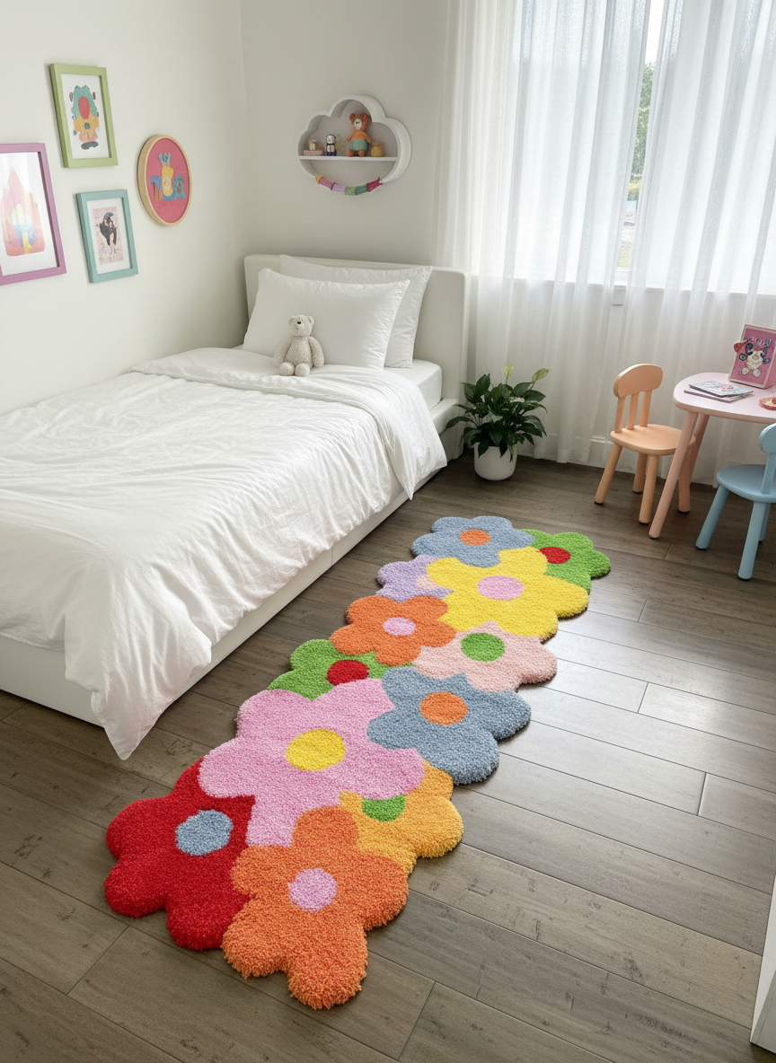 Multi-Flower Rug - Children's Bedroom