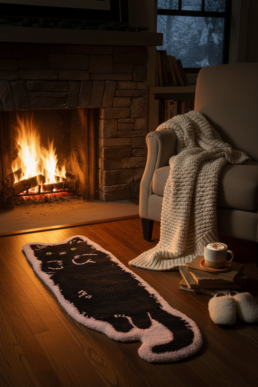 壁炉前的冬日场景