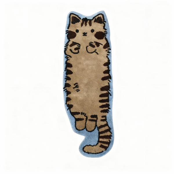 Brown Tabby Cat Rug – Chestnut | Warm Aesthetic Cat-Shaped Rug – Let's Rug