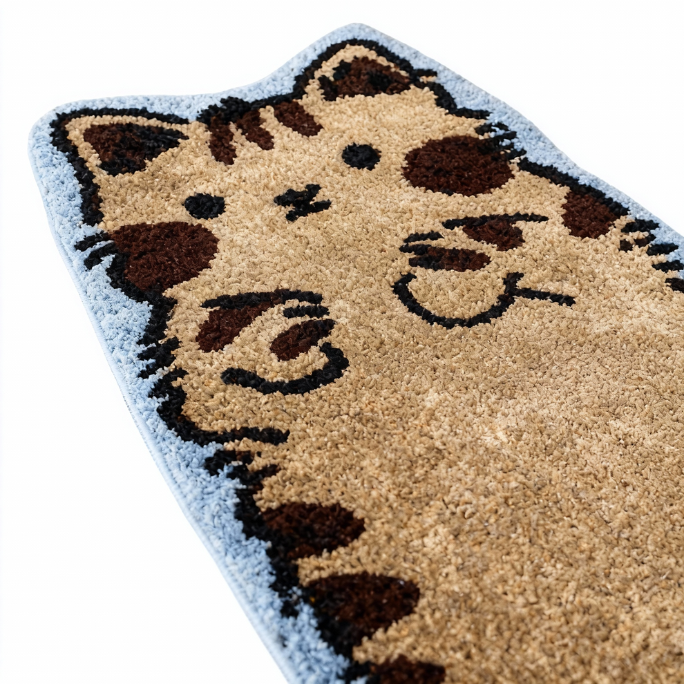Cat Gun Rug Brown Tabby Cat Rug – Chestnut | Warm Aesthetic Cat-Shaped Rug – Let's Rug
