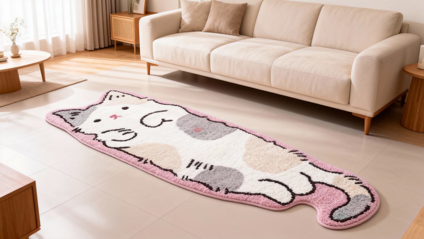 Dilute Calico Cat Rug – Pastel