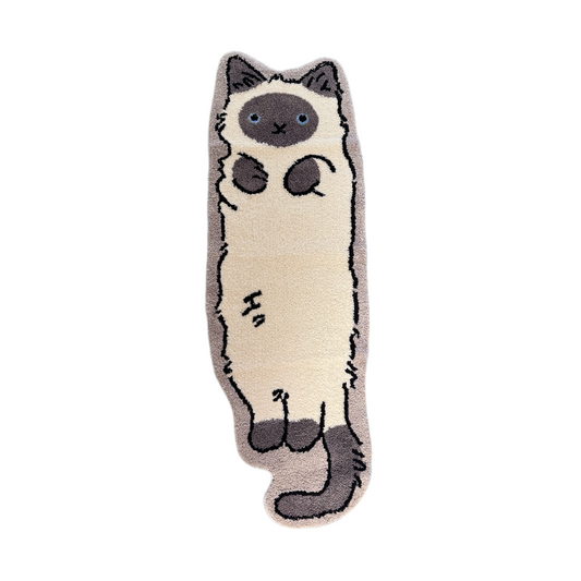 Siamese Gray Cat Rug – Mist, full view