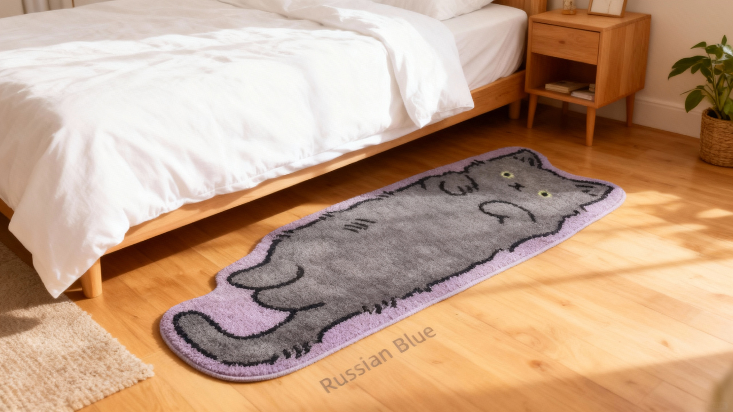 Russian Blue Cat Rug — Moonlit
