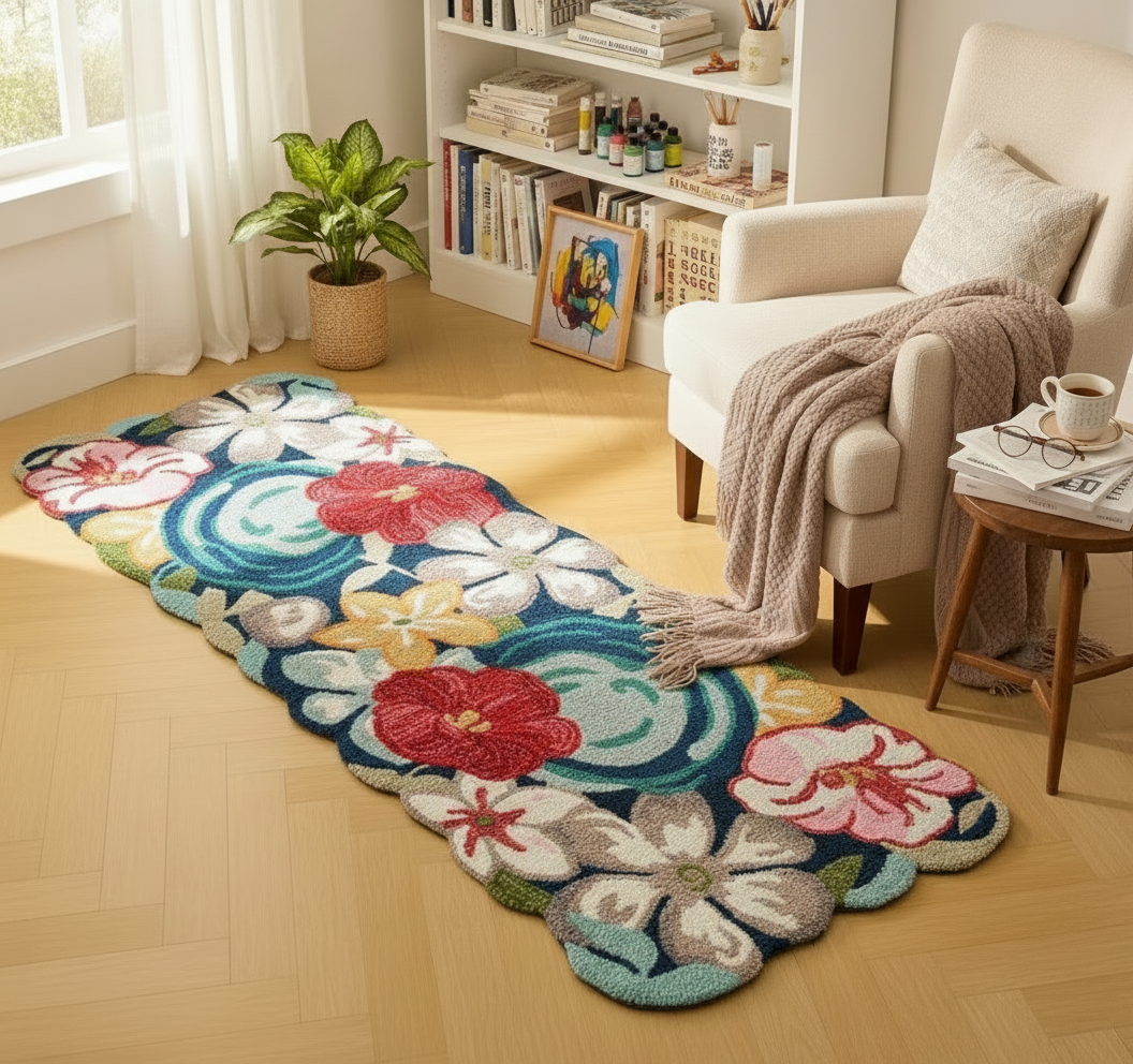 Blooming Pathway Rug - Artistic Reading Corner