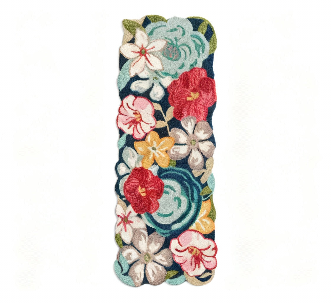 Blooming Pathway Rug - Vertical White Background