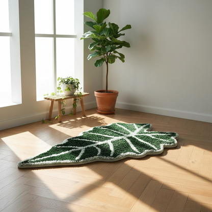 Forest Leaf Rug - Minimalist Corner