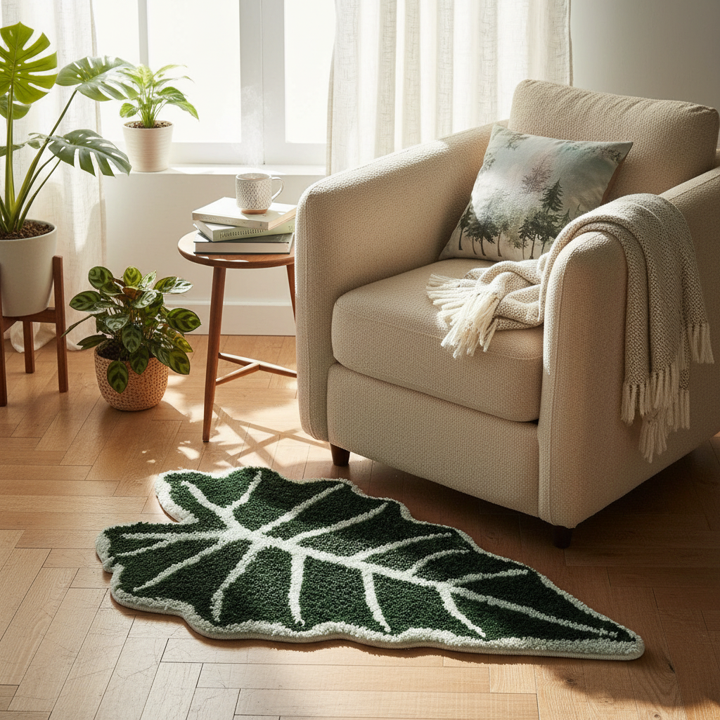 Forest Leaf Rug - Reading Corner
