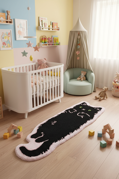 Midnight黑猫地毯 - 儿童房场景