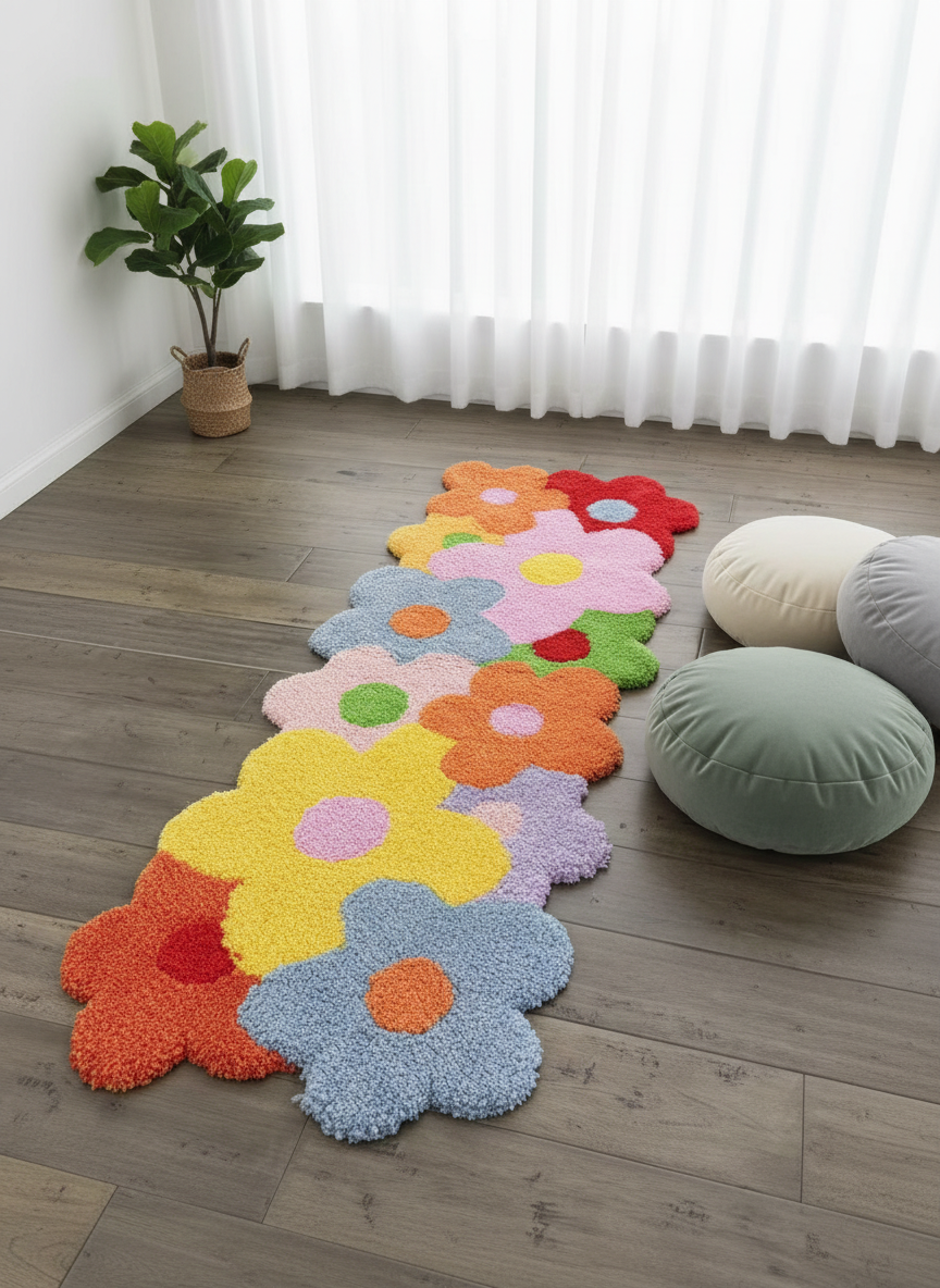 Multi-Flower Rug - Meditation Space (Garden Style)
