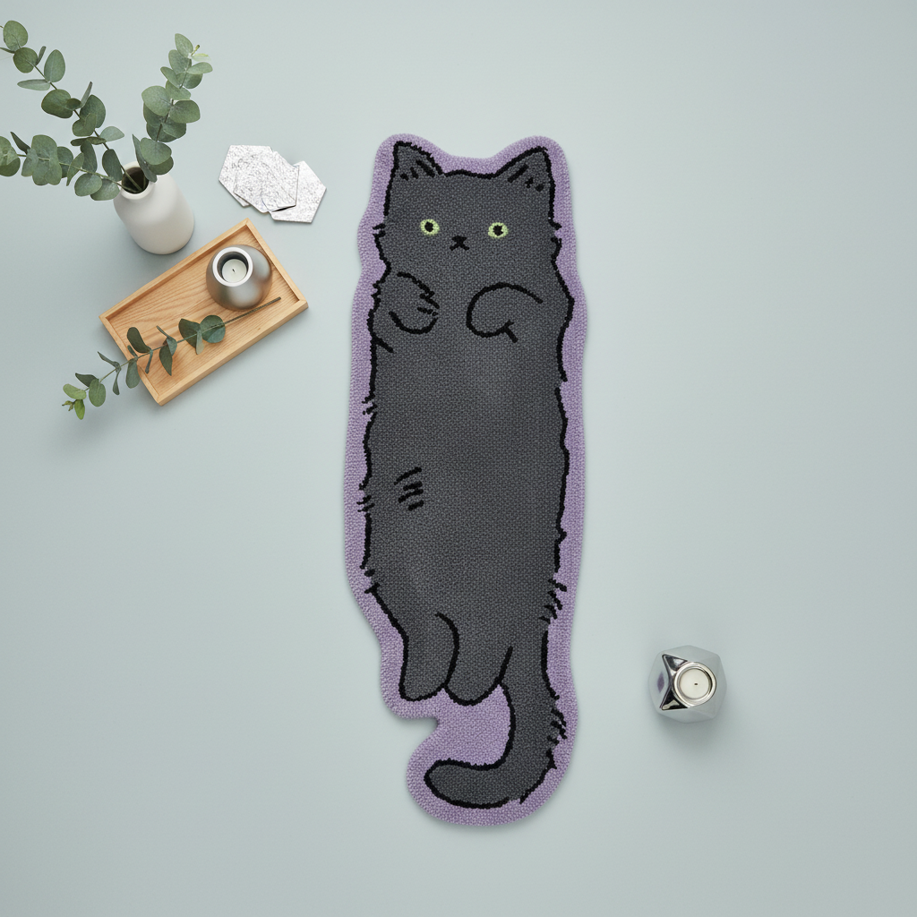 Russian Blue Cat Rug Moonlit - Hero Product Shot