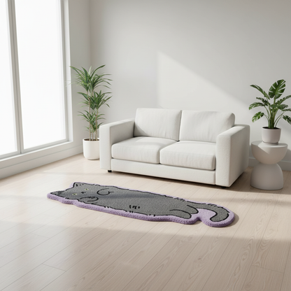 Russian Blue Cat Rug Moonlit - Modern Living Room