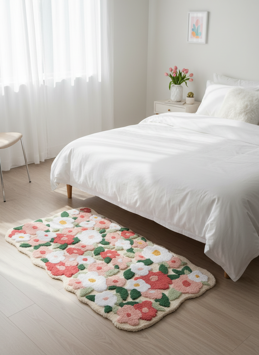 Spring Bloom Garden Rug - Cheerful Bedroom