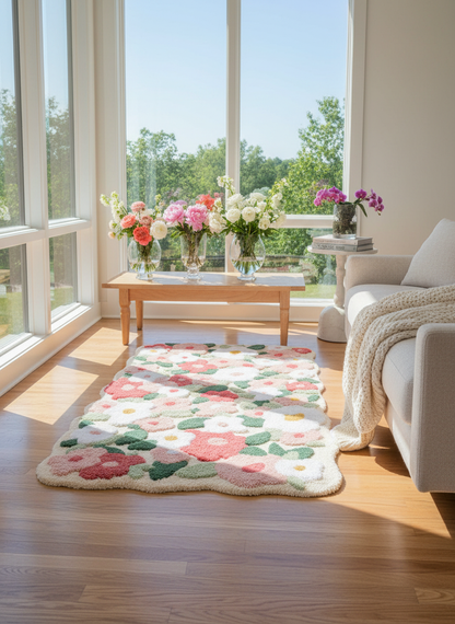 Spring Bloom Garden Rug - Sunlit Living Room