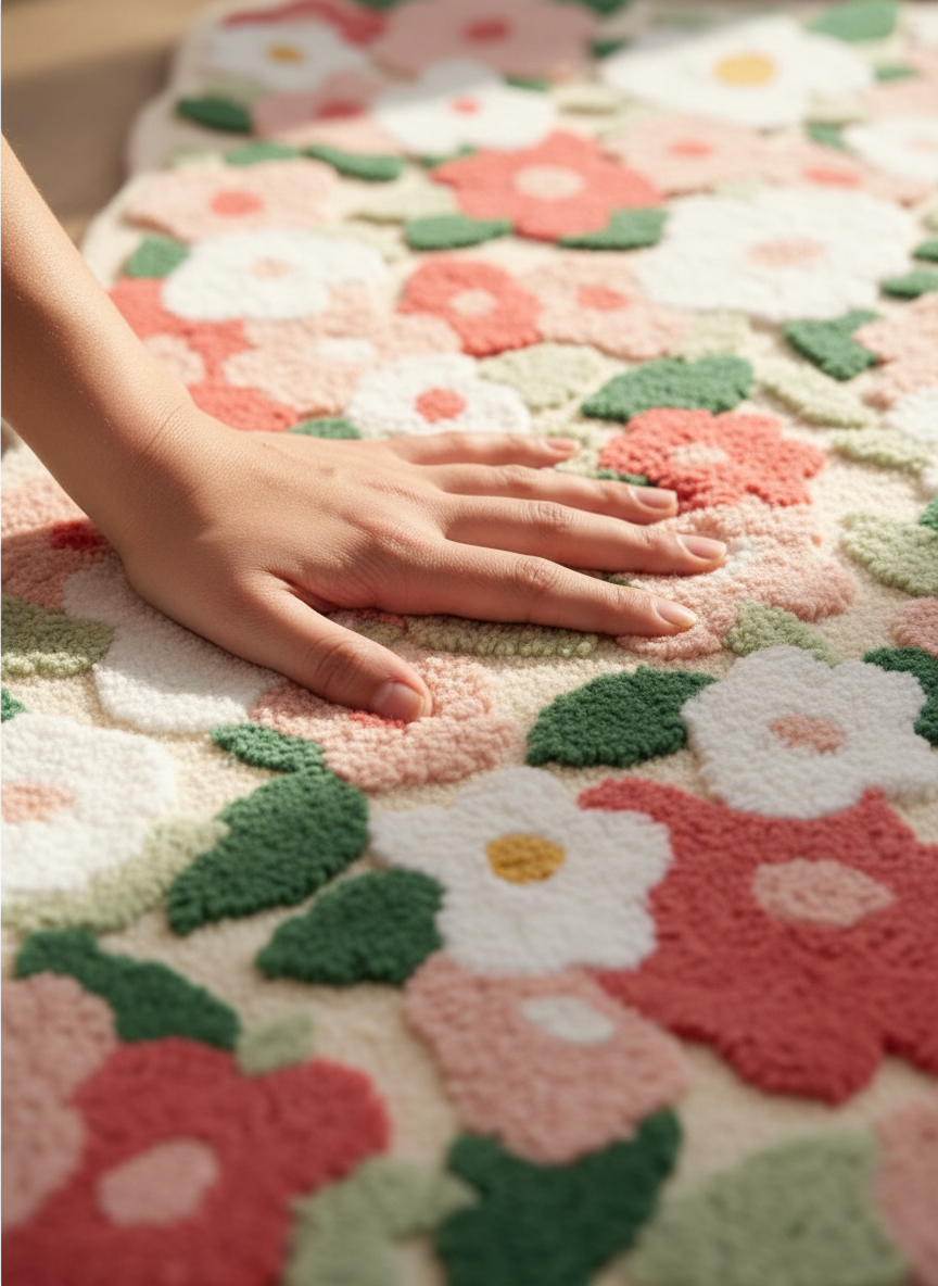 Spring Bloom Garden Rug - Touch Detail