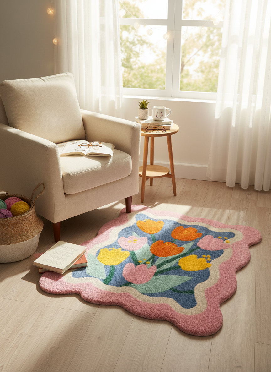 Tulip Bloom Garden Rug - Cozy Corner