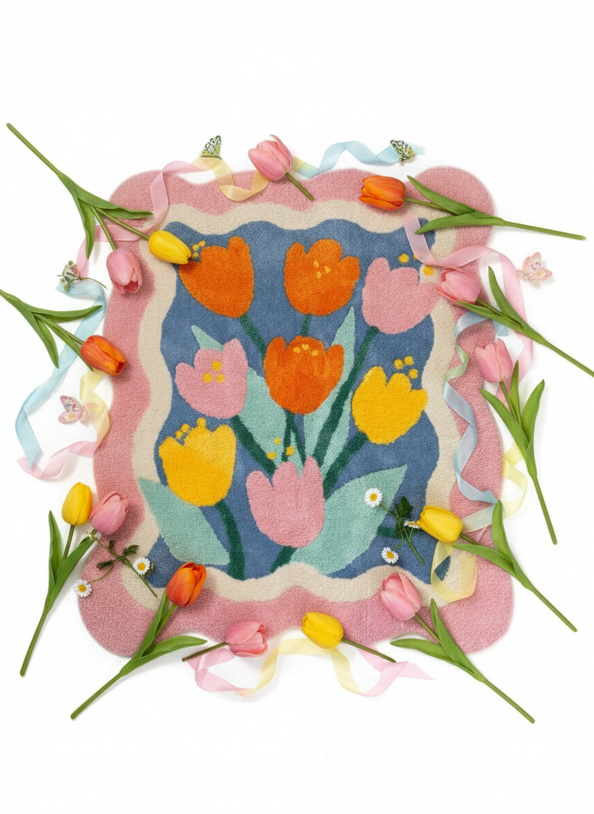 Tulip Bloom Garden Rug - Spring Hero Shot