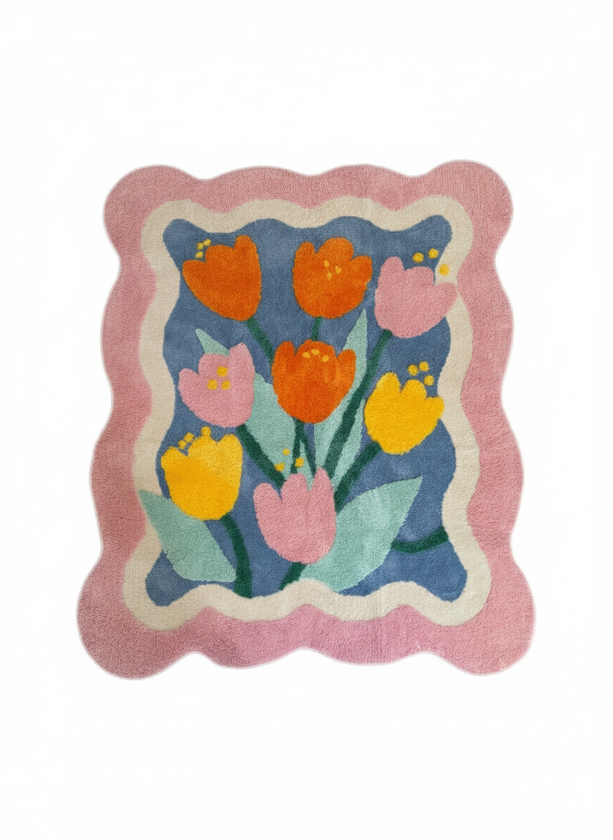 Tulip Bloom Garden Rug - Ultra HD White Background